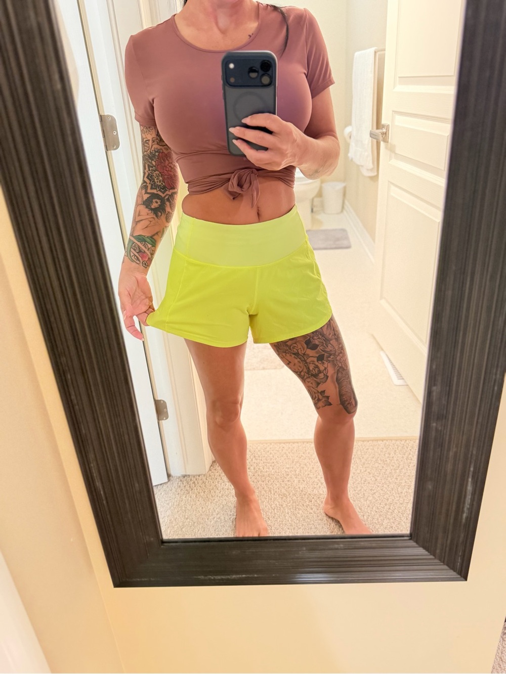 lululemon athletica Neon Lime High-Rise Athletic Shorts